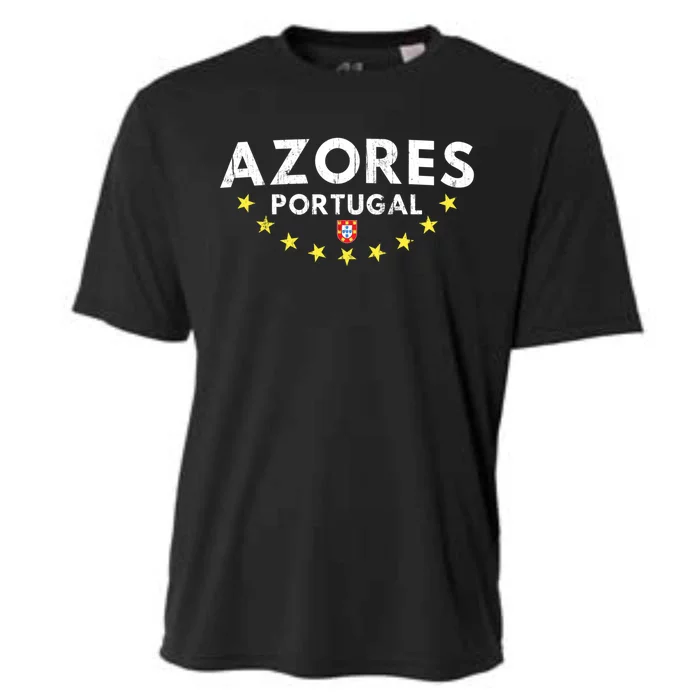 Azores Portugal Gift Distressed Souvenir Vacation Azorean Funny Gift Cooling Performance Crew T-Shirt