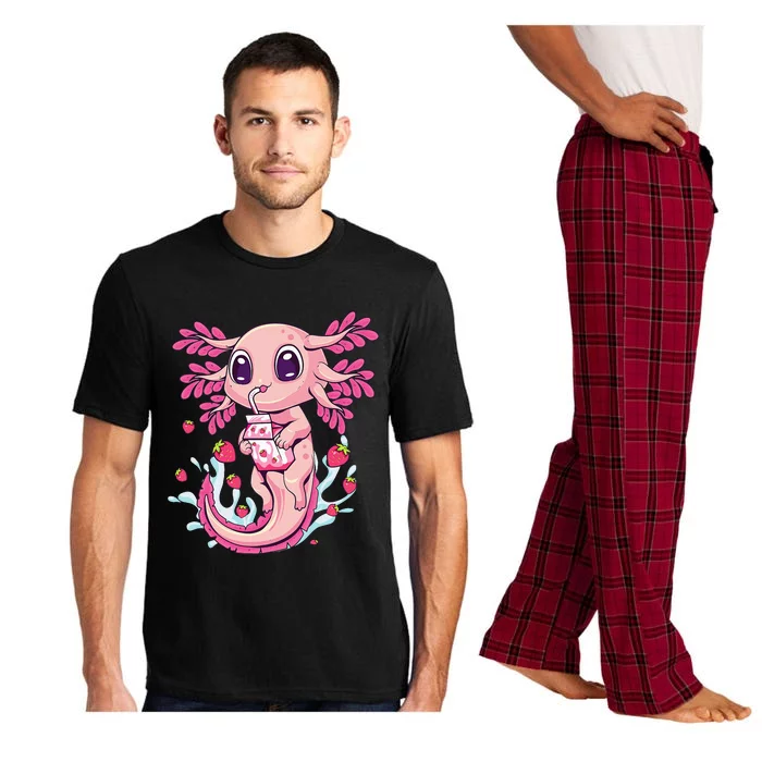 Axolotl Pastel Goth Strawberry Milk Shake Anime Aesthetic Pajama Set