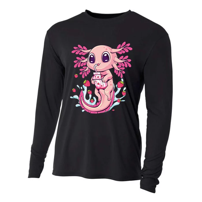 Axolotl Pastel Goth Strawberry Milk Shake Anime Aesthetic Cooling Performance Long Sleeve Crew