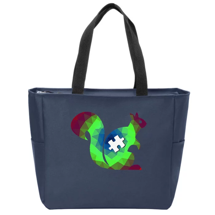 Autism Puzzle Gifts With Squirrel Zip Tote Bag