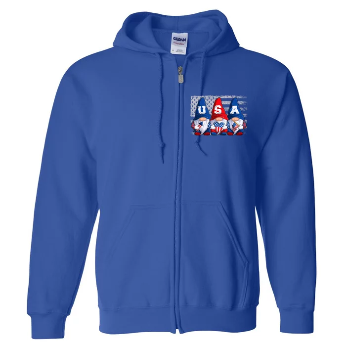 American Patriotic Gnomes Usa 4th Of July Meaningful Gift Full Zip Hoodie