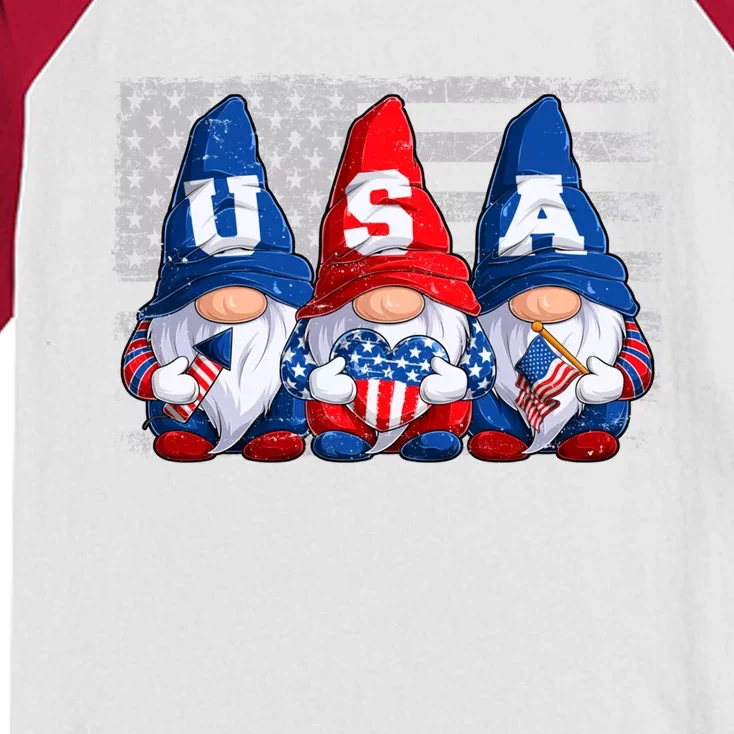 American Patriotic Gnomes Usa 4th Of July Meaningful Gift Kids Colorblock Raglan Jersey