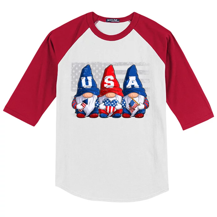 American Patriotic Gnomes Usa 4th Of July Meaningful Gift Kids Colorblock Raglan Jersey