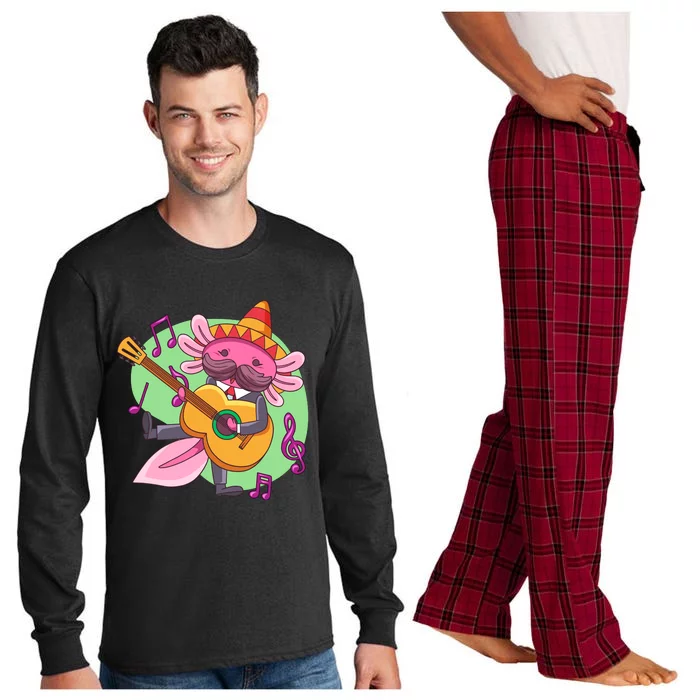 Axolotl Playing Guitar Long Sleeve Pajama Set