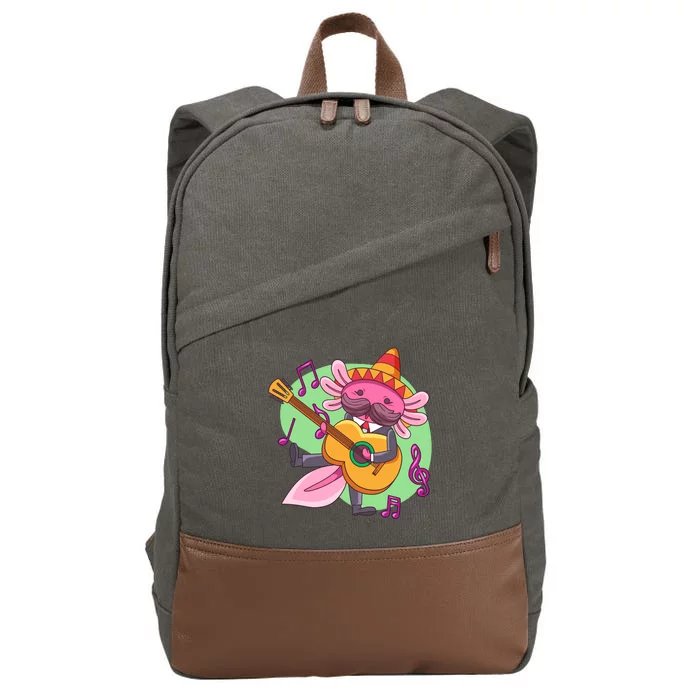 Axolotl Playing Guitar Cotton Canvas Backpack