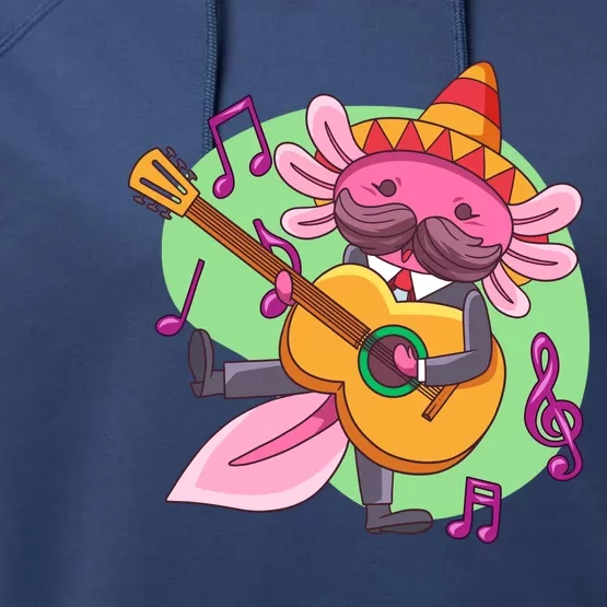 Axolotl Playing Guitar Performance Fleece Hoodie