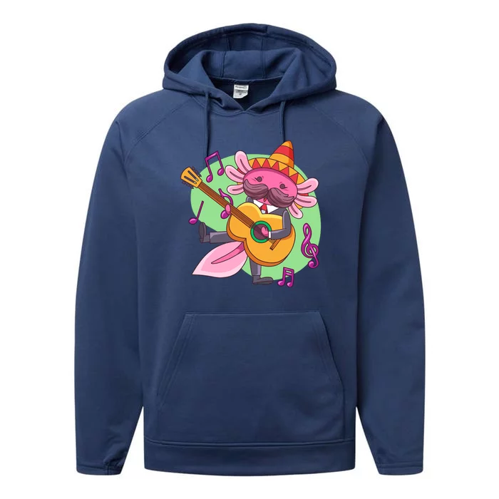 Axolotl Playing Guitar Performance Fleece Hoodie