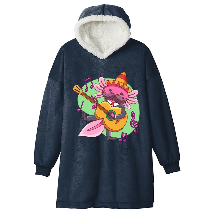 Axolotl Playing Guitar Hooded Wearable Blanket