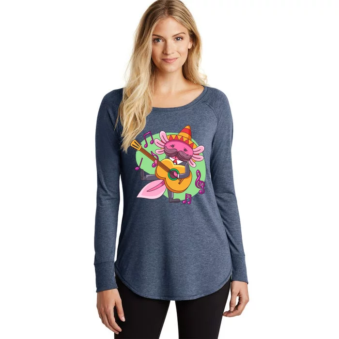 Axolotl Playing Guitar Women's Perfect Tri Tunic Long Sleeve Shirt