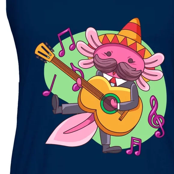 Axolotl Playing Guitar Ladies Essential Flowy Tank