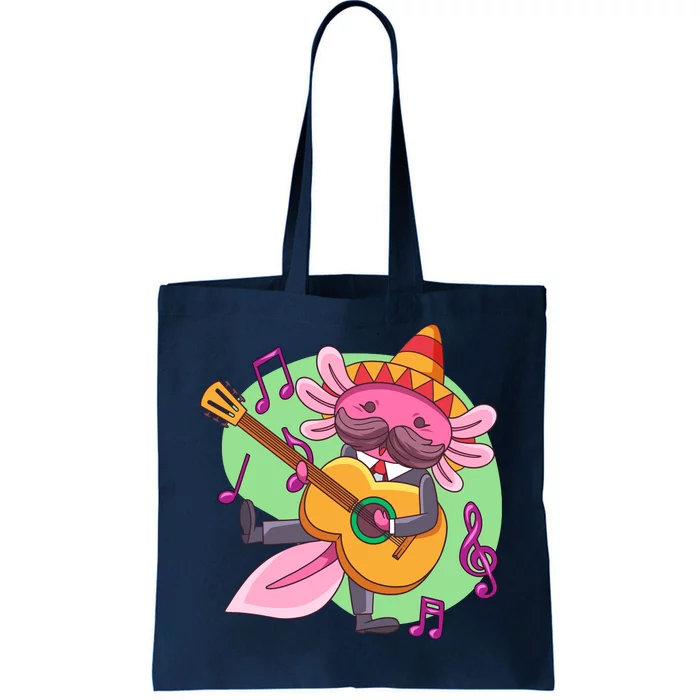 Axolotl Playing Guitar Tote Bag