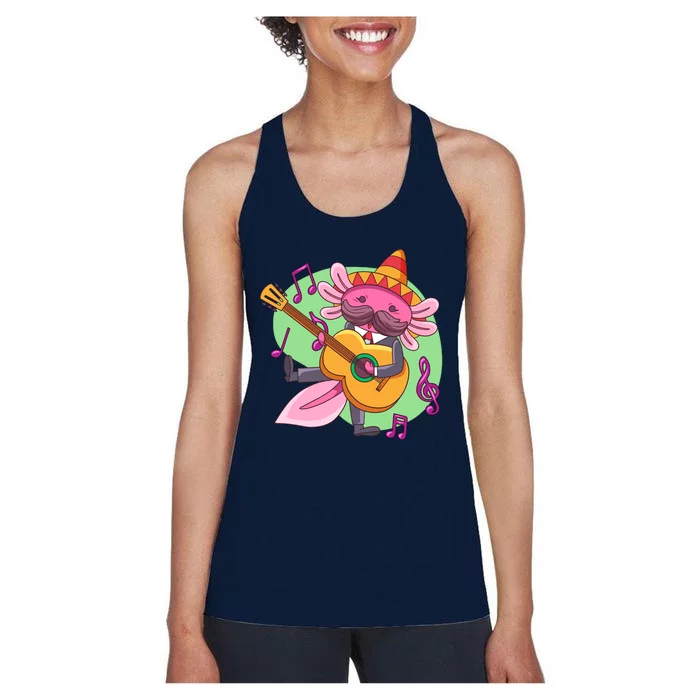 Axolotl Playing Guitar Women's Racerback Tank