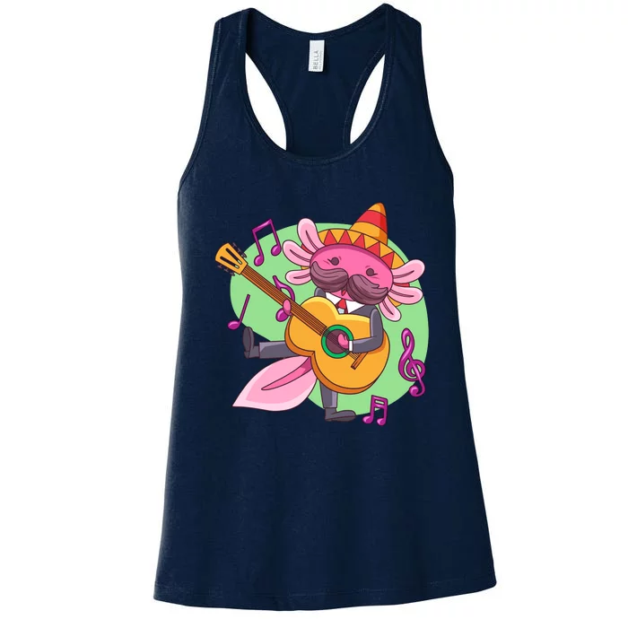 Axolotl Playing Guitar Women's Racerback Tank