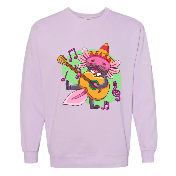 Axolotl Playing Guitar Garment-Dyed Sweatshirt