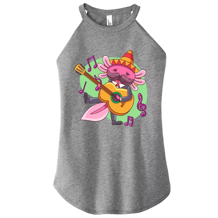 Axolotl Playing Guitar Women’s Perfect Tri Rocker Tank