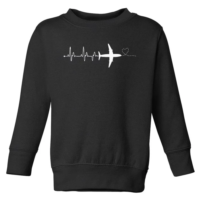 Airplane Pilot Heartbeat Clothing Student Pilot Toddler Sweatshirt