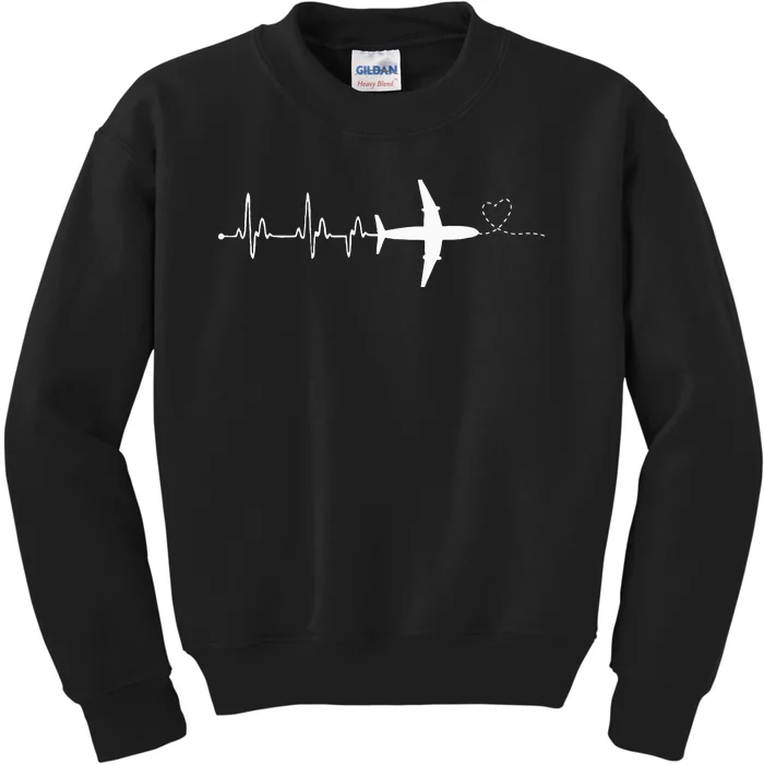 Airplane Pilot Heartbeat Clothing Student Pilot Kids Sweatshirt