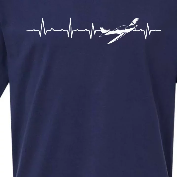 Awesome Pilot Heartbeat Flying Airplane Plane Aircraft Gift Sueded Cloud Jersey T-Shirt