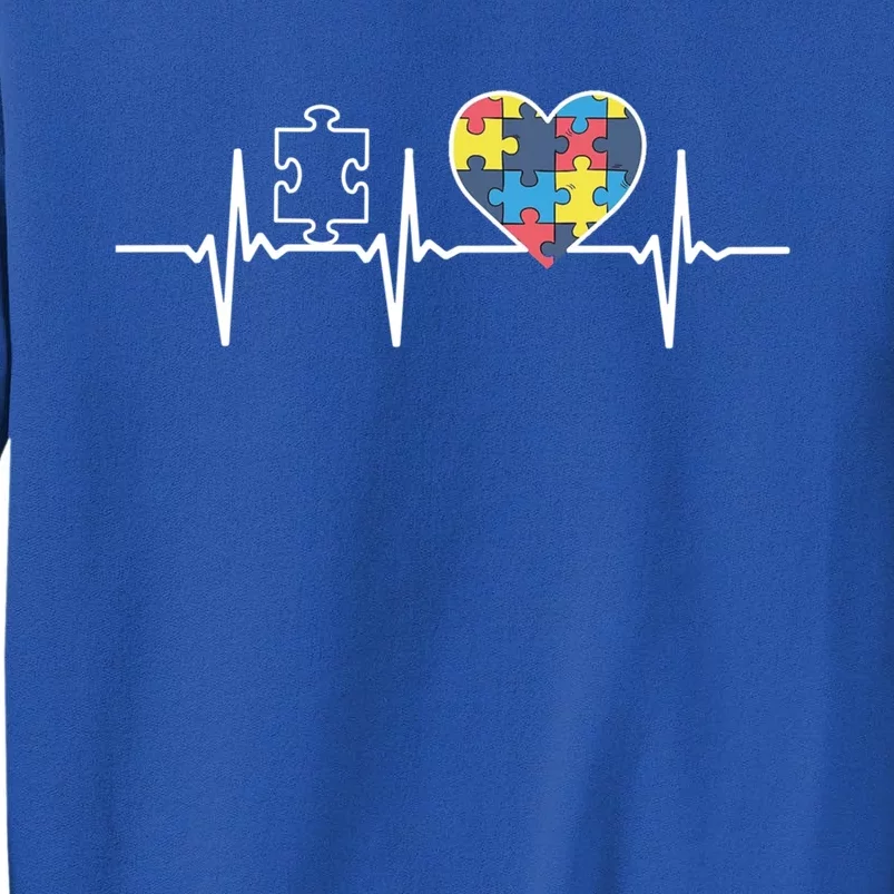 Autism Puzzle Heartbeat Autism Awareness Gift Funny Gift Tall Sweatshirt