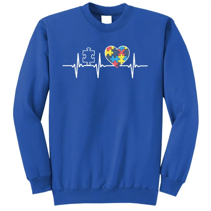 Autism Puzzle Heartbeat Autism Awareness Gift Funny Gift Tall Sweatshirt