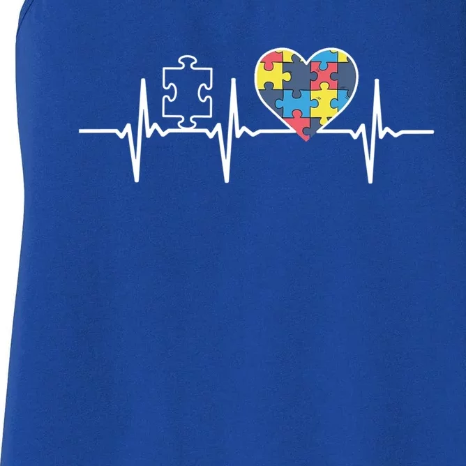 Autism Puzzle Heartbeat Autism Awareness Gift Funny Gift Women's Racerback Tank