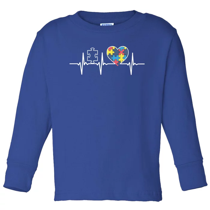 Autism Puzzle Heartbeat Autism Awareness Gift Funny Gift Toddler Long Sleeve Shirt