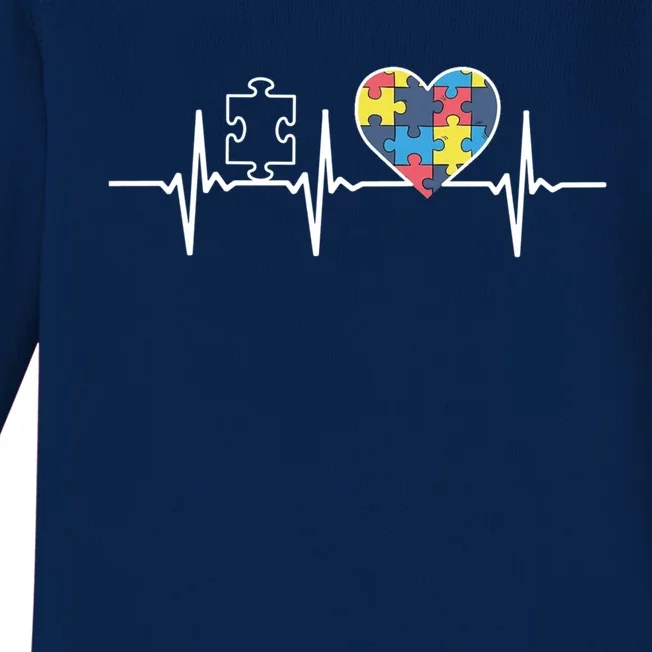 Autism Puzzle Heartbeat Autism Awareness Gift Funny Gift Baby Long Sleeve Bodysuit