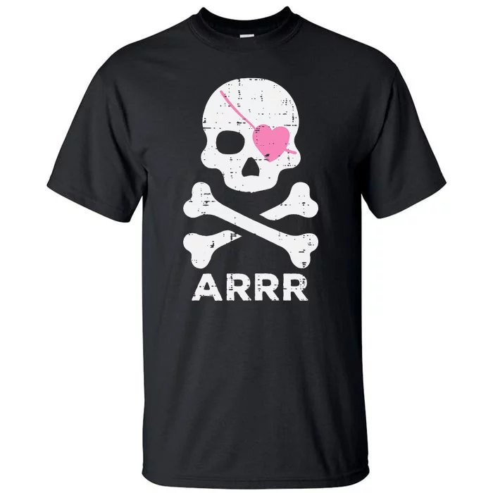 Arrr Pirate Heart Eyepatch Halloween Women Kids Tall T-Shirt