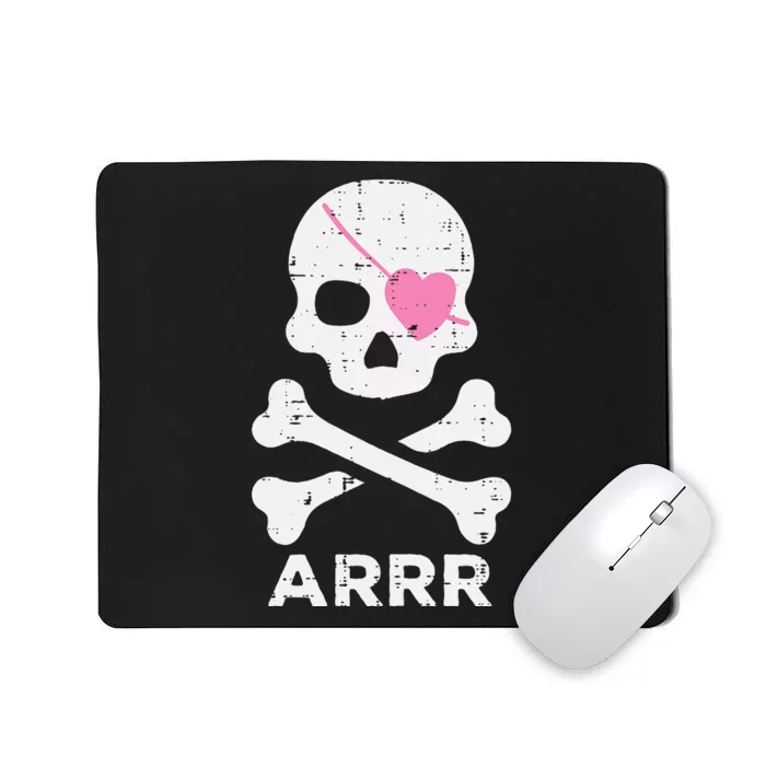 Arrr Pirate Heart Eyepatch Halloween Women Kids Mousepad