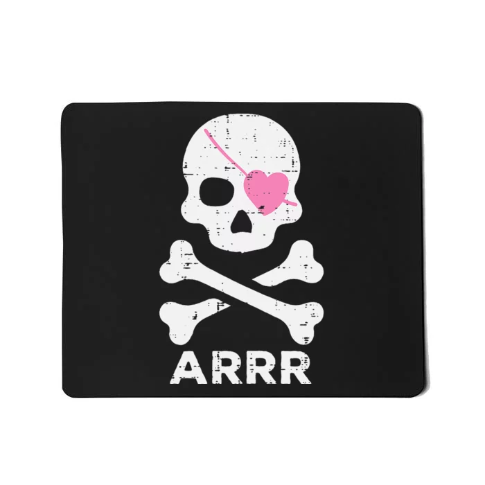 Arrr Pirate Heart Eyepatch Halloween Women Kids Mousepad