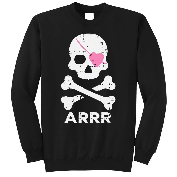 Arrr Pirate Heart Eyepatch Halloween Women Kids Tall Sweatshirt