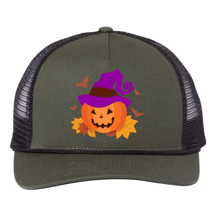 Autumn Pumpkin Halloween Retro Rope Trucker Hat Cap