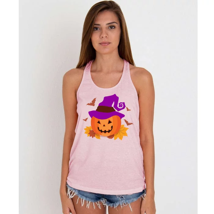 Autumn Pumpkin Halloween Women's Knotted Racerback Tank