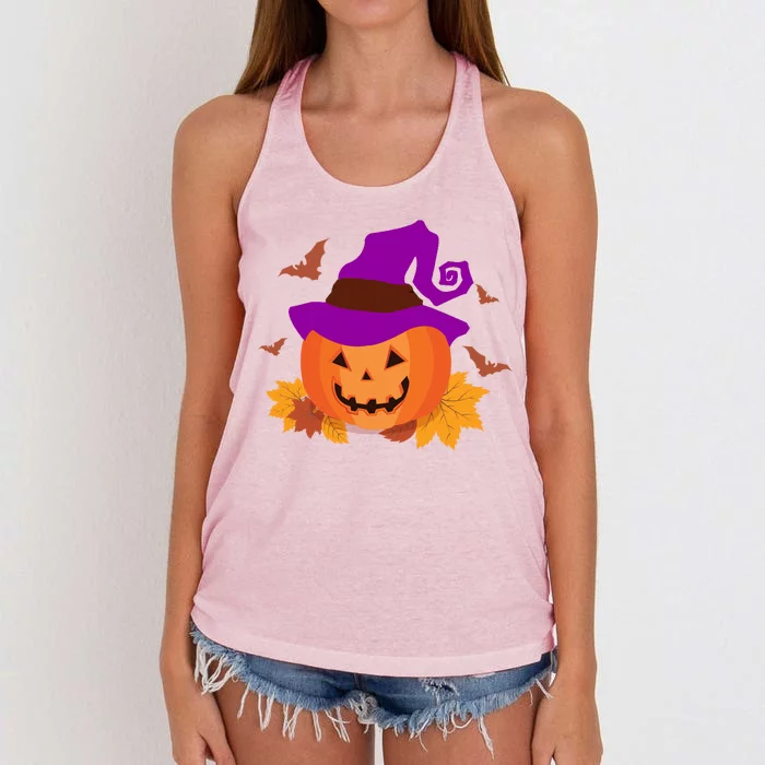 Autumn Pumpkin Halloween Women's Knotted Racerback Tank