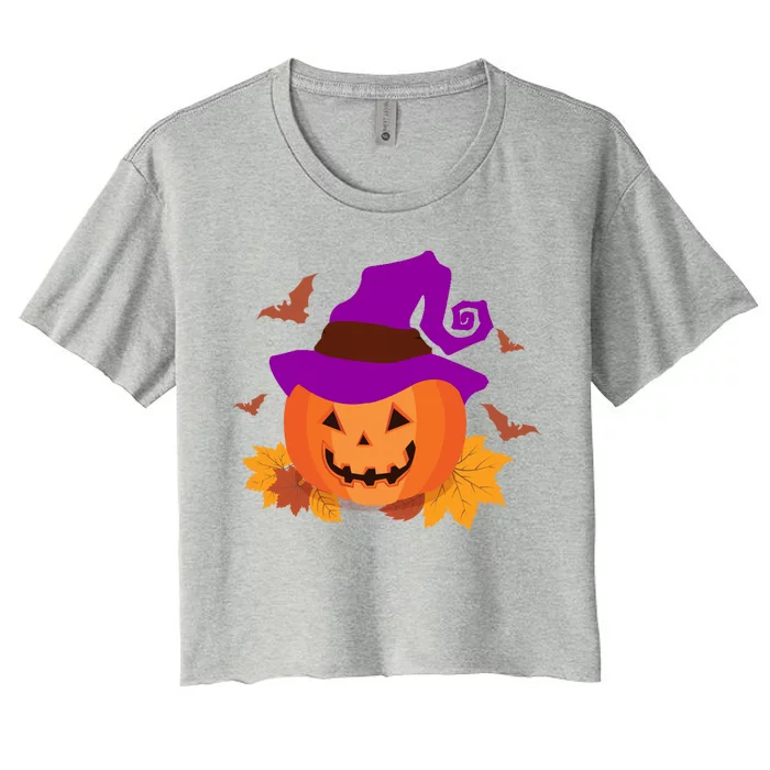 Autumn Pumpkin Halloween Women's Crop Top Tee