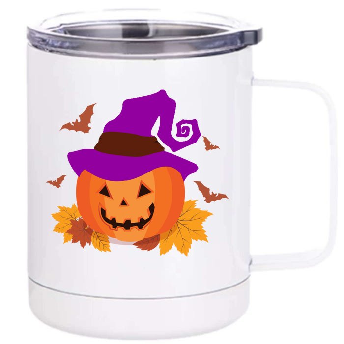 Autumn Pumpkin Halloween Front & Back 12oz Stainless Steel Tumbler Cup