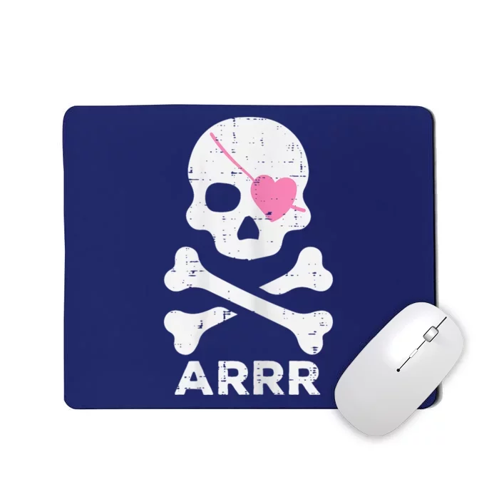 Arrr Pirate Heart Eyepatch Halloween Women Mousepad