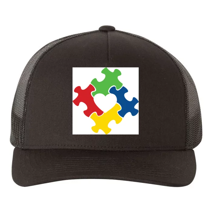 Autism Puzzle Heart Yupoong Adult 5-Panel Trucker Hat