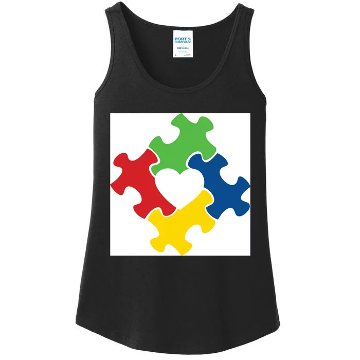 Autism Puzzle Heart Ladies Essential Tank