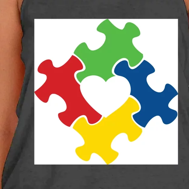 Autism Puzzle Heart Women's Knotted Racerback Tank