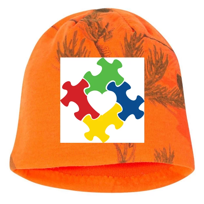 Autism Puzzle Heart Kati - Camo Knit Beanie