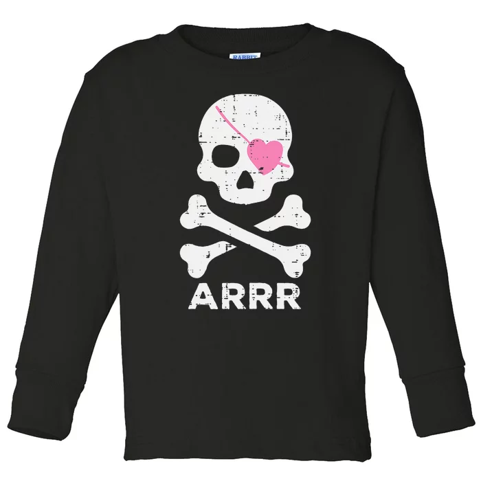 Arrr Pirate Heart Eyepatch Halloween Toddler Long Sleeve Shirt