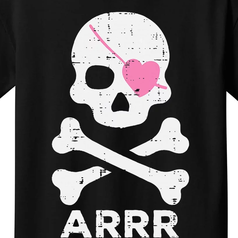 Arrr Pirate Heart Eyepatch Halloween Kids T-Shirt