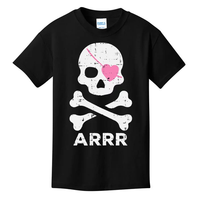 Arrr Pirate Heart Eyepatch Halloween Kids T-Shirt