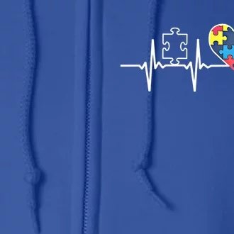 Autism Puzzle Heartbeat Autism Awareness Gift Cool Gift Full Zip Hoodie