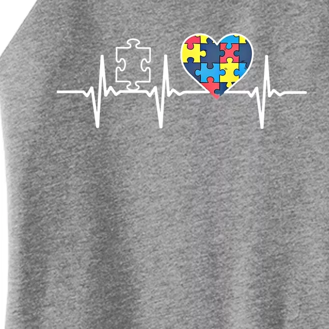 Autism Puzzle Heartbeat Autism Awareness Gift Cool Gift Women’s Perfect Tri Rocker Tank