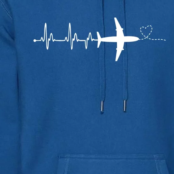 Airplane Pilot Heartbeat Clothing Gift Student Pilot Gift Premium Hoodie