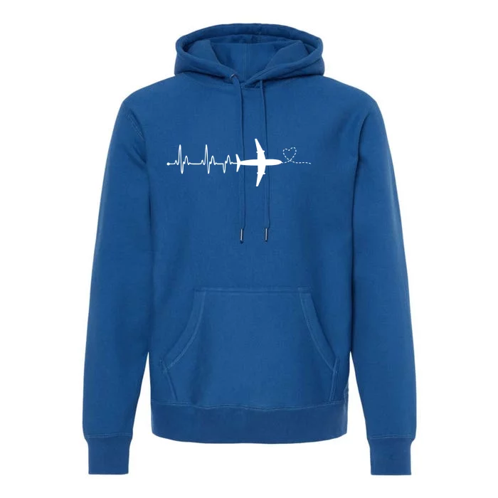 Airplane Pilot Heartbeat Clothing Gift Student Pilot Gift Premium Hoodie