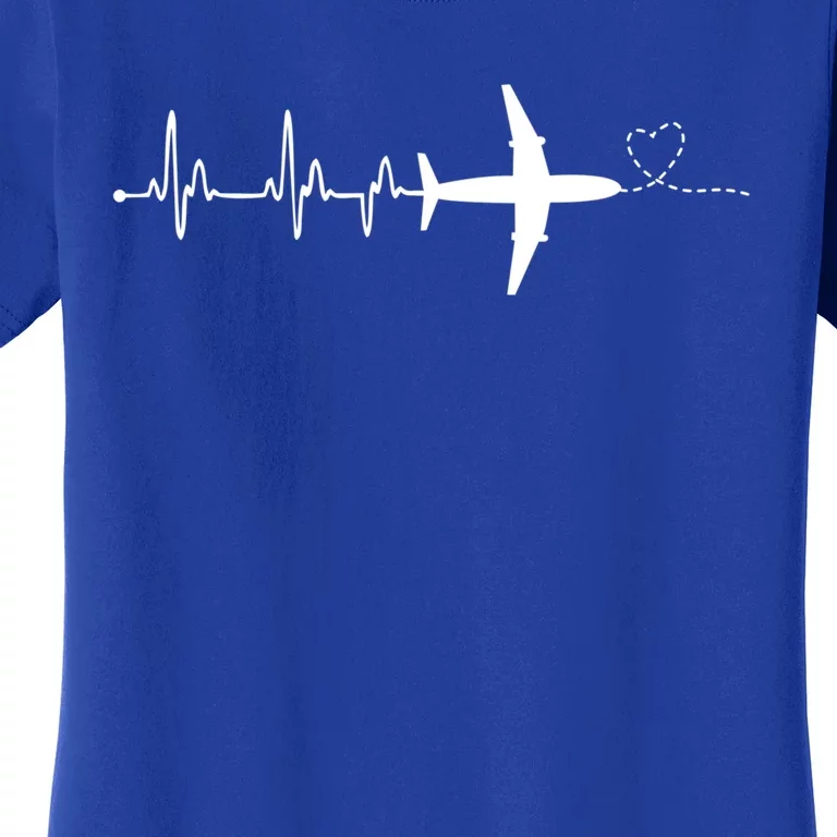 Airplane Pilot Heartbeat Clothing Gift Student Pilot Gift Women's T-Shirt