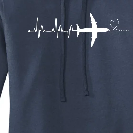 Airplane Pilot Heartbeat Clothing Gift Student Pilot Gift Women's Pullover Hoodie